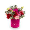 Flower box with roses and carnations